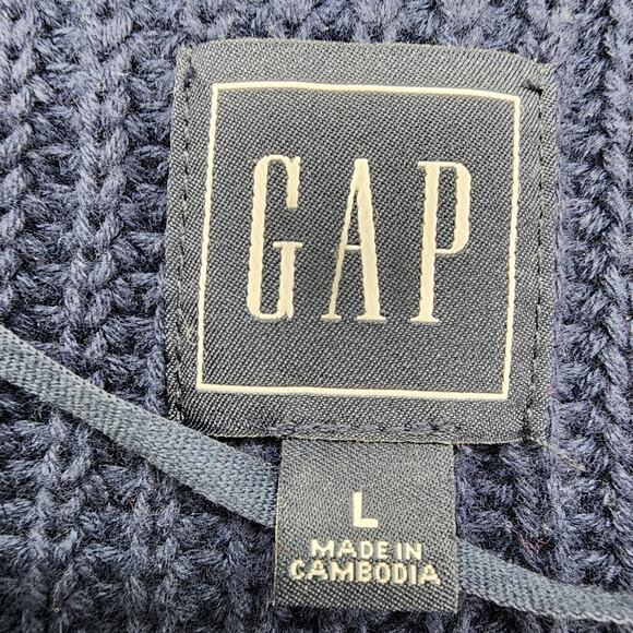 Gap Sweater Women L Blue Pink Striped V-Neck Button Front Cotton Cardigan Preppy - Picture 3 of 8